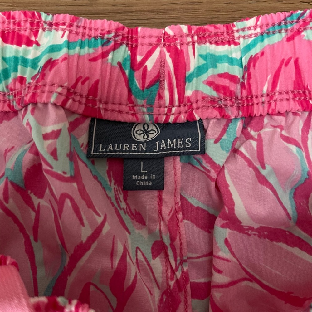 🆕Lauren James Pink Floral Swim Shorts Large - Picture 2 of 5